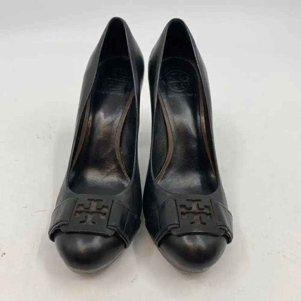 Tory Burch Black Leather Block Heels | Women’s Size 8